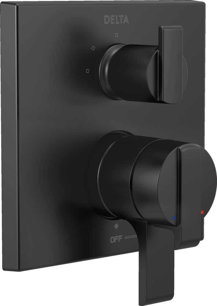 Delta Modern Dual-Function Shower Handle Trim Kit with 3-Way Integrated Diverter, Matte Black Shower System Valve with Diverter, Matte Black T27867-BL (Valve Not Included)