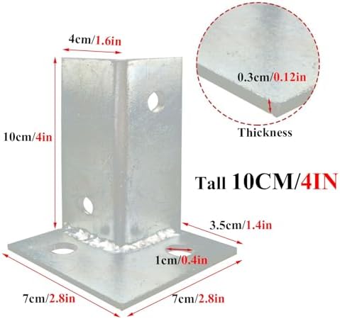Concrete Post Anchor 2x2 Inch Post Base, Adjustable Pergola Patio Deck Galvanized Adjustable Standoff/Balcony Mailbox Lumber Base Bracket for In-ground Post Support with Screw(5 pcs,40x40x2