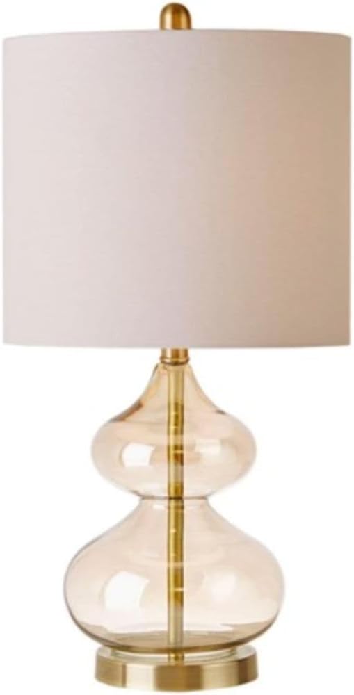 25-inch Set of 2 Modern Glass Table Lamps Portable Curved Design for Bedroom Living Room Office Nightstand Desk Dorm Gold Finish Ambient Lighting Home Decor Stylish and Functional