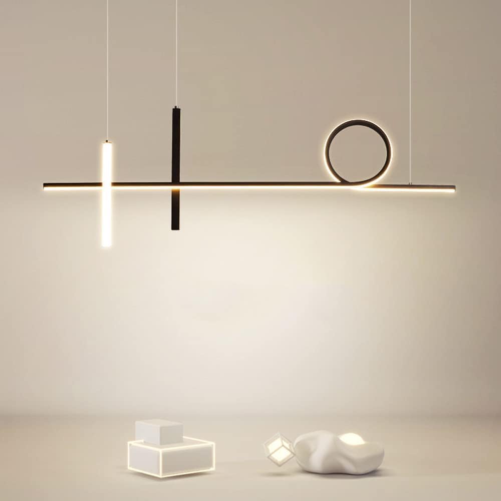 80Cm Pendant Light Dining Table Office Lamps, Led Hanging Light Dimmable Ceiling Light with Remote Control, Modern Ring Design Chandelier, for Living Room-OneColor