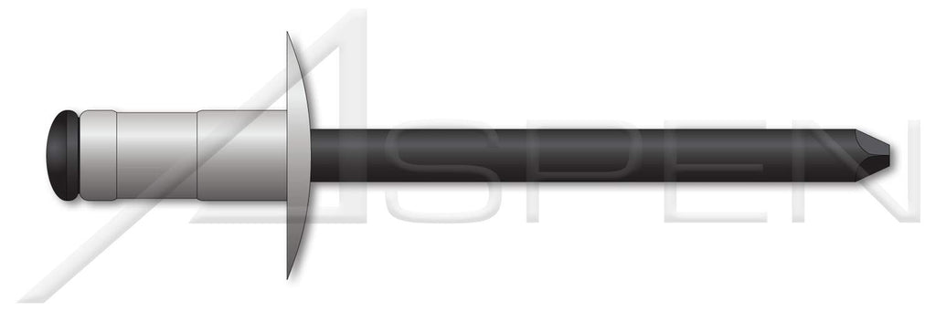 (4000 pcs) 3/16', Grip=0.187'-0.437', Multigrip Rivets, Aluminum Body/Steel Pin, Low Profile, Black Phosphate Coated Pin