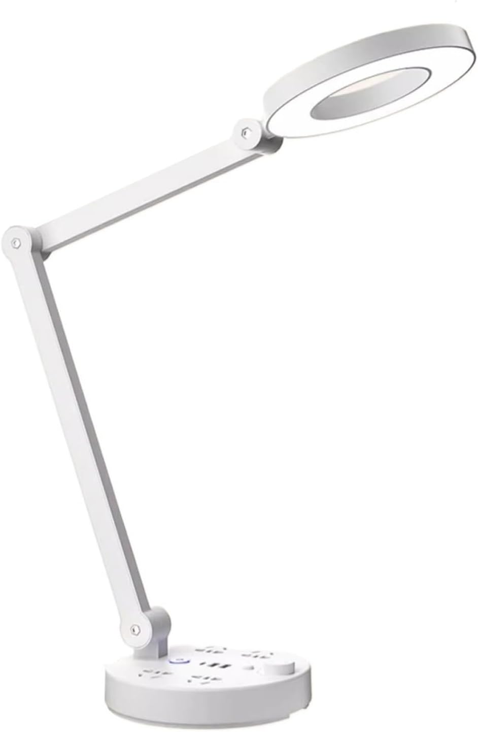 LED Desk Lamp LED Desk Lamp, Adjustable Swing Arm Table Lamp, Eye Protection Dimmable Office Lamp with 2 USB Charging Ports, 4 AC Power Outlets, Phone Stand Desk Lamp