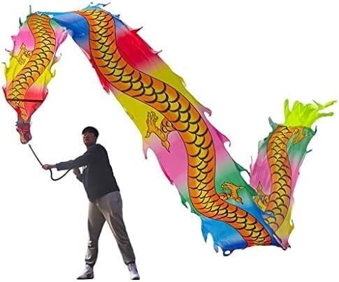 Dancing Dragon Ribbon Streamer, Dragon Silk Ribbon, Swing Fitness Dancing Dragon Ribbon Streamer, Dragon Head Silk Ribbon, Swing Ribbon Chinese Dancing Dragon Ribbon Streamer Outdoor Park(Multi-colore