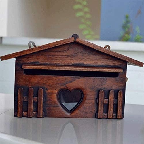 Wooden Mailbox Post Box Rainproof Suggestion Box Creative Letter Box Lockable Wall Mounted Mailboxfor Home Garden