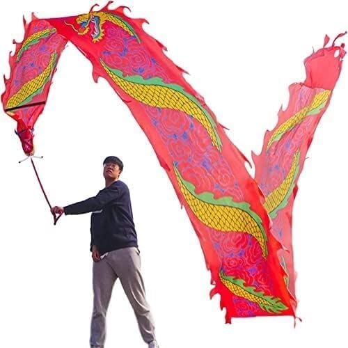 Fitness Toys Dragon Belt Streamer, 3D Red Dragon Silk Fluttering Ribbon, Kung Fu Dance Dragon Silk Poi, for Play/Fitness Parent-Child Play Item Outdoor Park(8m/26ft)
