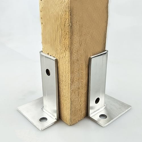 Adjustable Heavy-Duty Wood Fence Post Brackets - 4-Pack for 1.5x1.5 to 7x7 Inch Posts, Durable Mailbox & Railing Stand Base with Easy Installation Kit, Strong Half Column Support