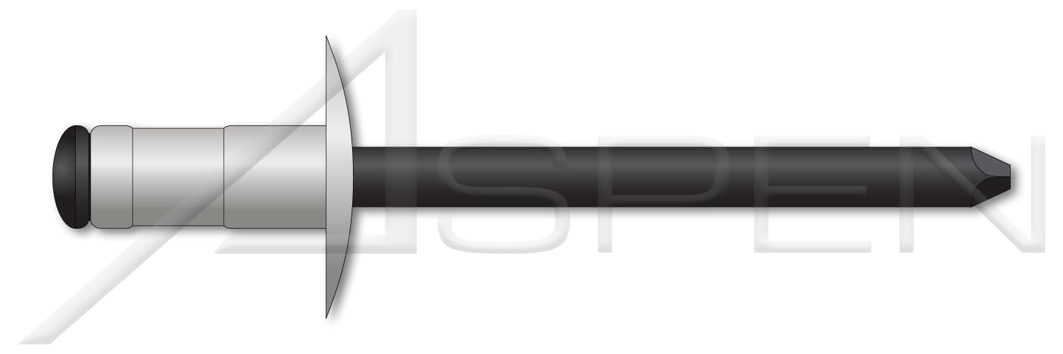 (10000 pcs) 1/8', Grip=0.125'-0.312', Multigrip Rivets, Aluminum Body/Steel Pin, Low Profile, Black Phosphate Coated Pin