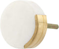 Indian Shelf 20 Piece Round Flat Stone Brass Gold White Decorative Drawer Pulls Dresser Handles Cabinet Knobs Classic Finish