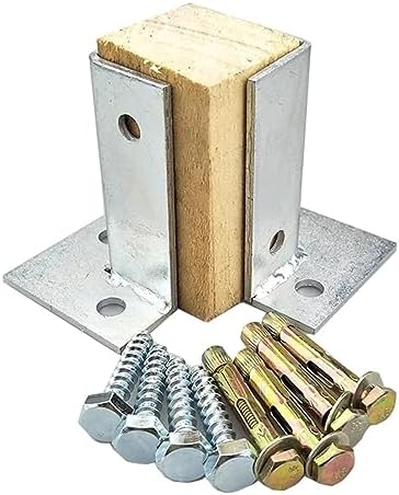 Adjustable Heavy-Duty Wood Fence Post Brackets - 4-Pack for 1.5x1.5 to 7x7 Inch Posts, Durable Mailbox & Railing Stand Base with Easy Installation Kit, Strong Half Column Support