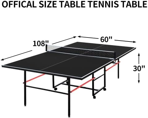 9×5 FT Black Professional Indoor/Outdoor Foldable Ping Pong Table with Waterproof Net for Adults/Teens,2 Paddles and 3 Balls- Single Player Playback Mode -Quick Assembly