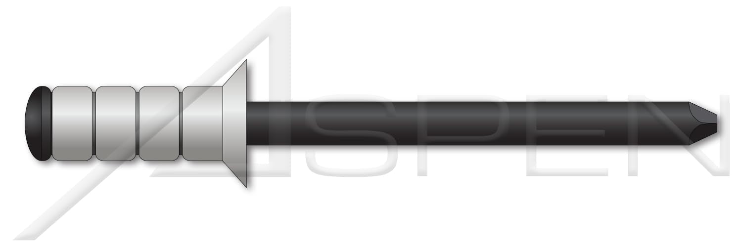 (5000 pcs) 3/16', Grip=0.125'-0.312', Multigrip Rivets, Aluminum Body/Steel Pin, Countersunk External, Black Phosphate Coated Pin
