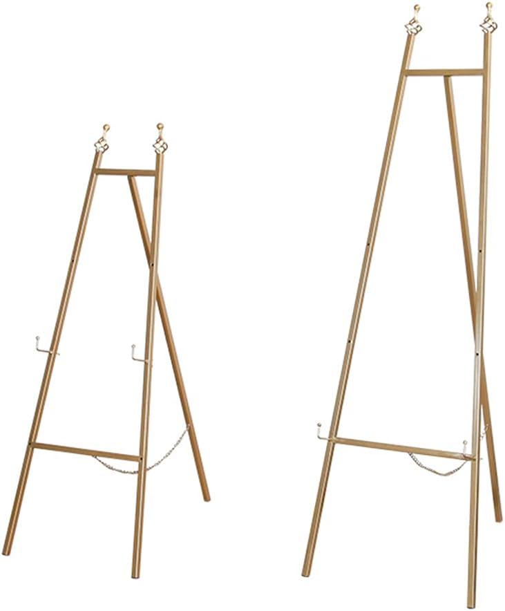 Display Easel Stand, European-Style Wrought Iron Oil Painting Stand, Art Supplies for Trade Shows, Presentations, Weddings, for Artist Painting, Sketching, Poster, Canvas，Gold-120cm