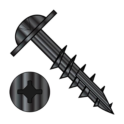 8-11X5/8 Square Phillips Drive Round Washer Deep Thread Type17 2/3 Thread Black Oxide - ECS-0810DXRW17B