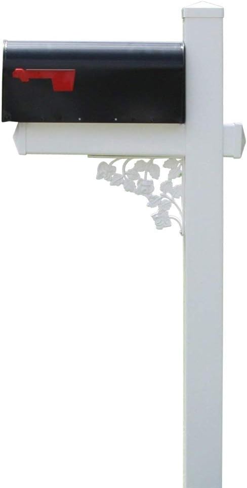 4Ever Products The Wilson Decorative Curbside Letterbox Post with Medium Capacity Galvanized Steel Mailbox and Post Combo (Black Mailbox)