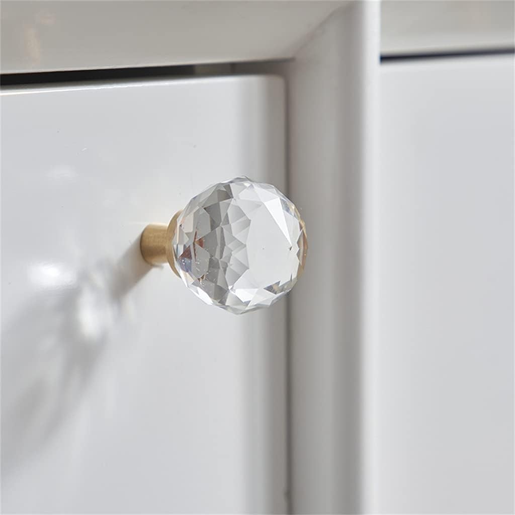 VIDI 2pcs Light Crystal Ball + Brass Knobs Cabinet Door Handle Dresser Drawer Pulls Hardware Glass