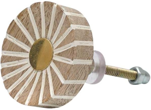 Indian Shelf Handmade 24 Piece Wooden Brown Wheel Unique Drawer Handles Dresser Knobs Cabinet Pulls Modern Decorative Touch
