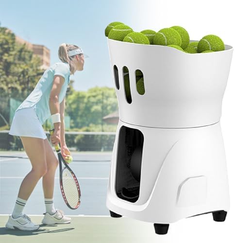 Tennis and Padel Ball Machine - Portable Smart Training Equipment for Beginners and Professionals(White)