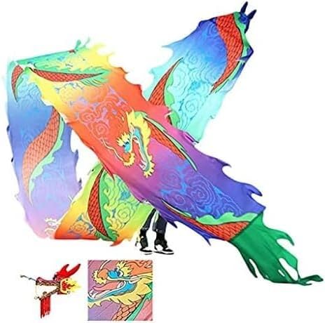 Handheld Dragon and Lion Dragon Ribbon Streamer, Dragon Silk Tassel, Dancing Dragon Ribbon Streamer