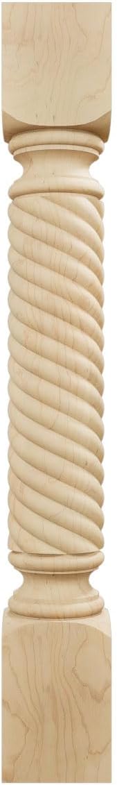 Ekena Millwork COL05X05X35HAMA Hamilton Rope Cabinet Column (Top Block: 6', Bottom Block: 7'), 5'W x 5'D x 35 1/2'H, Maple