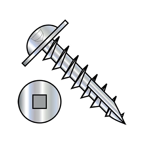 #10 x 1' Deep Thread Wood Screws/Square/Round Washer Head/Type 17 Pt/Steel/Zinc / 4000 Pc. Carton