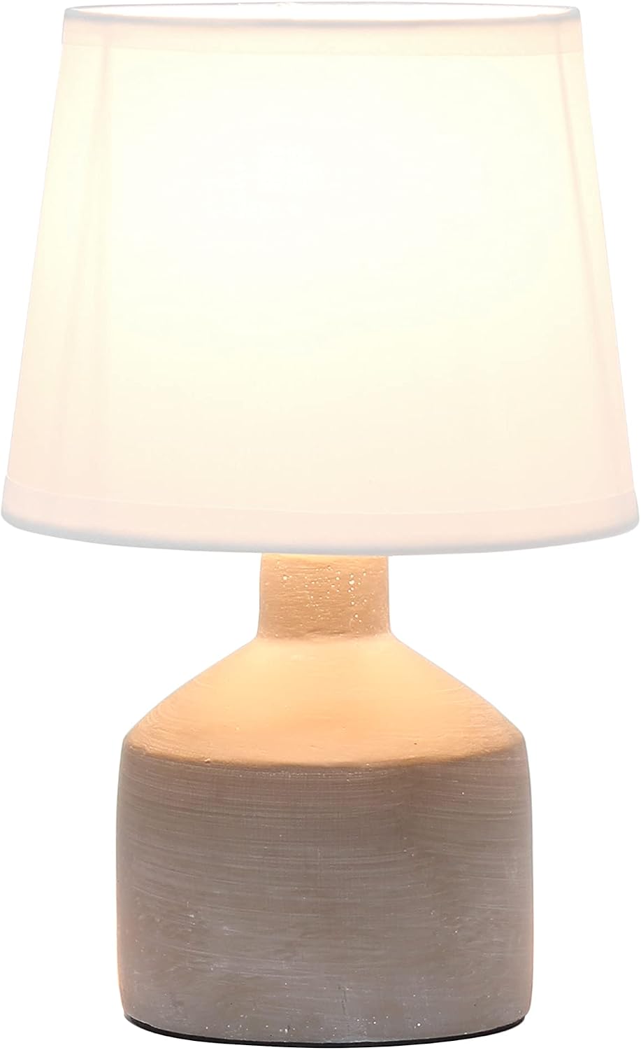 Simple Designs LT2080-GRY Mini Bocksbeutal Concrete Table Desk Lamp with Tapered Drum Fabric White Shade, Gray (Pack of 12)