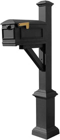 WPD-SB1-S7-LMC-BL Westhaven Cast Aluminum Post Mount Mailbox System with Lewiston Mailbox, Square Base and Pyramid Finial, Ships in 2 Boxes, Black