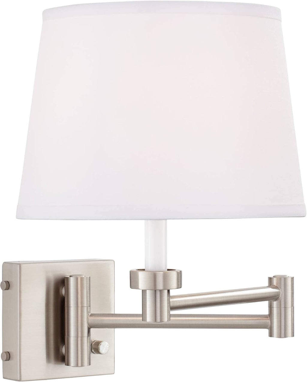 360 Lighting Vero Modern Swing Arm Wall Lamp with USB Charging Port Brushed Nickel Plug-in Light Fixture White Drum Shade for Bedroom Bedside House Reading Living Room Home Hallway Dining