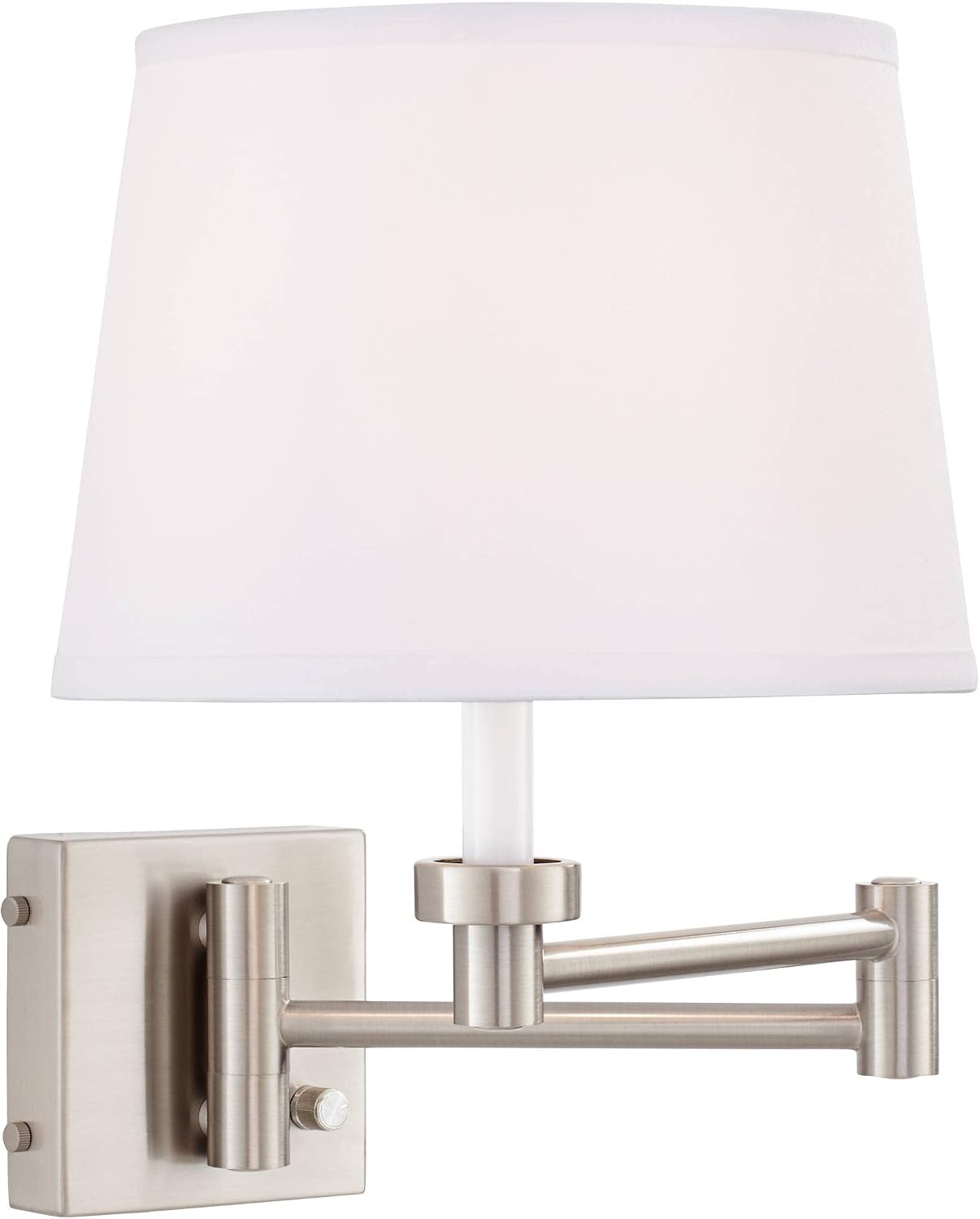 360 Lighting Vero Modern Swing Arm Wall Lamp with USB Charging Port Brushed Nickel Plug-in Light Fixture White Drum Shade for Bedroom Bedside House Reading Living Room Home Hallway Dining