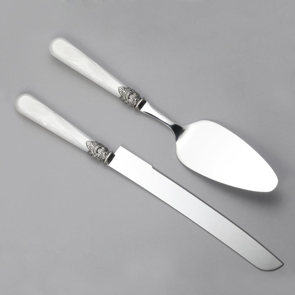 REVERIE Collection 18/10 Stainless Steel Vintage Flatware set,Sliverware set,Dishwasher safe (45, Pearl White)