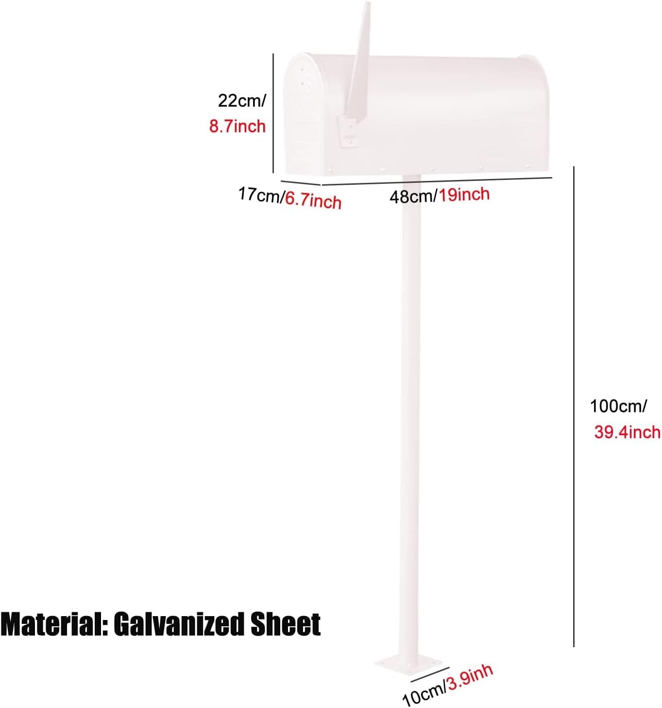 American Style Tall Mailboxes for Outside, Floor Stand Weatherproof Letter Storage Box, Drop Post Box for Townhouse/Garden(Color:B)