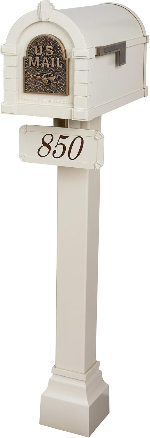 Gaines Keystone Series Mailbox - Almond with Antique Bronze Eagle