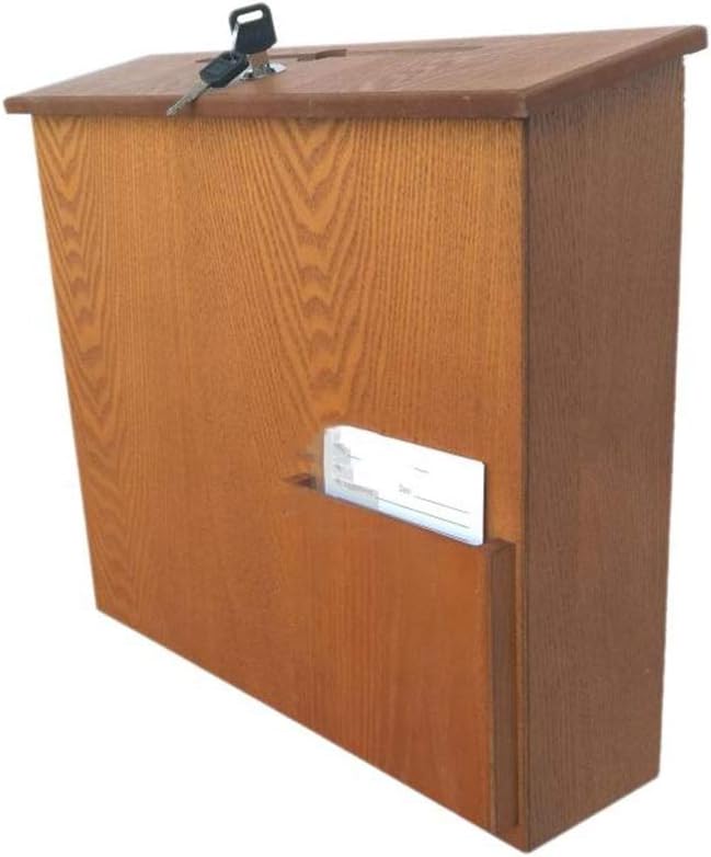 Post Box, Lockable American Style Mailbox Outdoor House Wooden Security Letterboxes for Outside Wall, Wedding