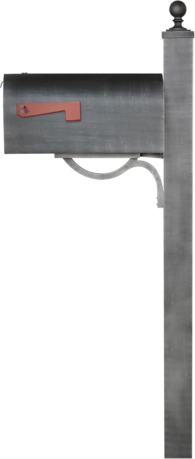 Titan Curbside Mailbox with Springfield Post - Swedish Silver Aluminum Mailbox with Direct Burial Post - SCH1016A-SPK710-SW
