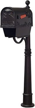 Special Lite Hummingbird Curbside Mailbox with Paper Tube and Ashland Post - Black Aluminum Mailbox with Post - SCB2005-SPK600-BLK