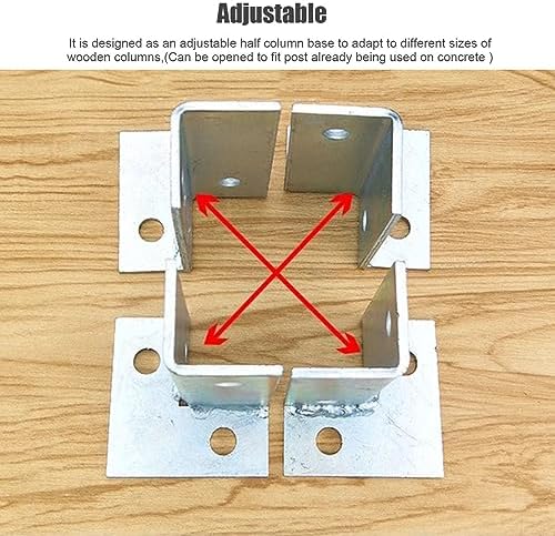Adjustable Heavy-Duty Wood Fence Post Brackets - 4-Pack for 1.5x1.5 to 7x7 Inch Posts, Durable Mailbox & Railing Stand Base with Easy Installation Kit, Strong Half Column Support