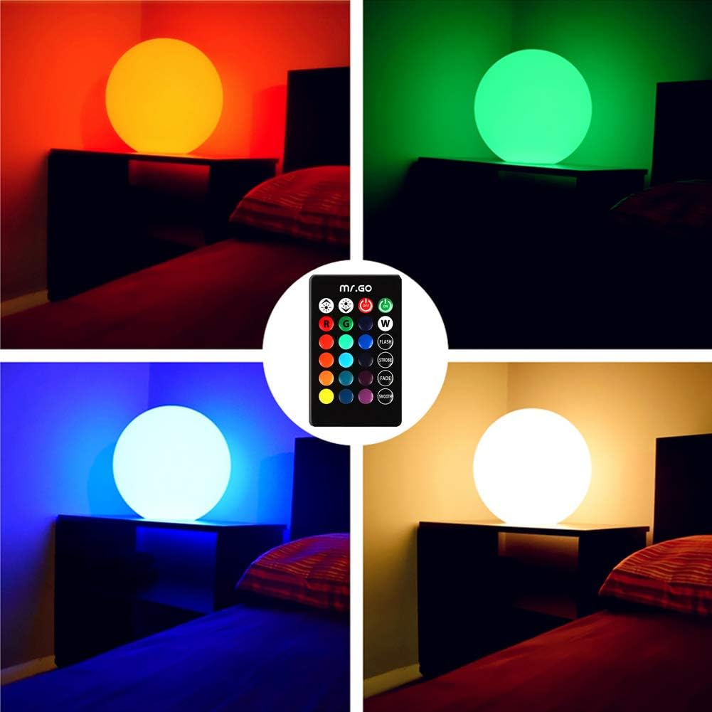 Mr.Go 20-inch Rechargeable LED Ball Light, Waterproof Outdoor Globe Lights w/Remote, 16 RGB Color Changing Glowing Orb, 4400mAh Dimmable Globe Floor Lamp for Home Garden Patio Lawn Pool Party Decor