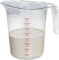 Restaurantware RW Base 4 Quart Measuring Jars 10 Durable Measuring Beakers - Metric And Imperial Units V-Shaped Spout Clear Plastic Measuring Cups Handle With Thumb-Grip Tolerates Up To 248F