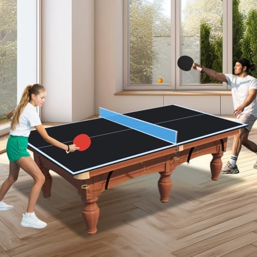 7/8/9Ft Mid-Size Ping Pong Conversion Top, Foldable & Portable Table Tennis Table Top with Net, No Assembly Needed, Indoor/Outdoor Table Tennis Surface