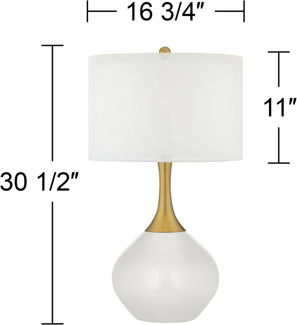Color + Plus Nickki 30 1/2' Tall Large Mid Century Modern Glass End Table Lamp Fuchsia Pink Gold Brass Finish Metal Base Single White Shade Living Room Bedroom Bedside Nightstand House Office
