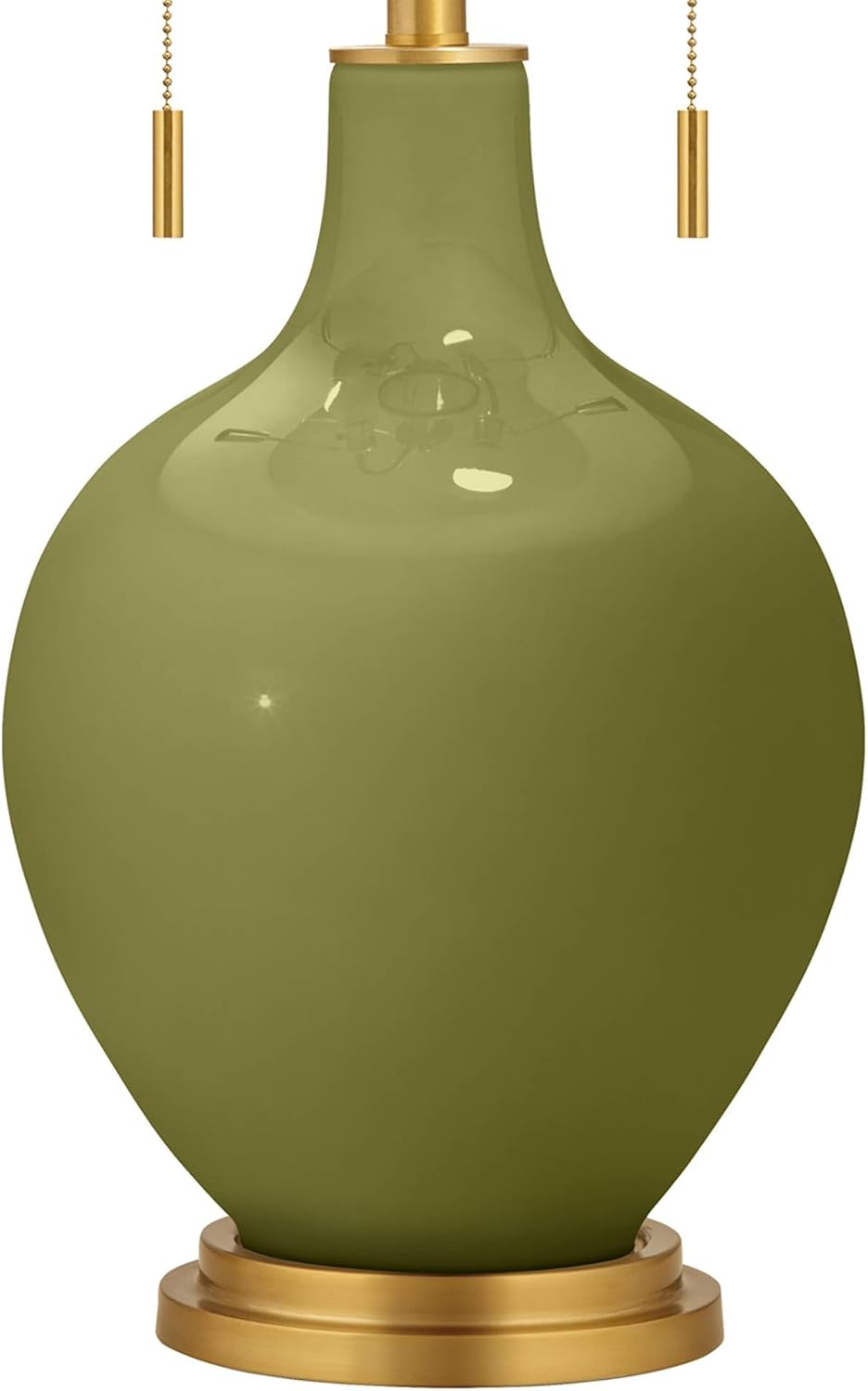 Color + Plus Toby 28' Tall Modern Glass Table Lamp Pull Chain Rural Green Gold Brass Finish Single Fabric White Shade Living Room Bedroom Bedside Nightstand House Office Family Reading Kitchen