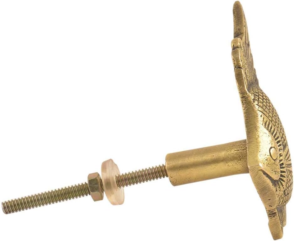Indian Shelf 16 Piece Fish Gold Brass Decorative Dresser Handles Drawer Knobs Cabinet Pulls Elegant Hardware Style