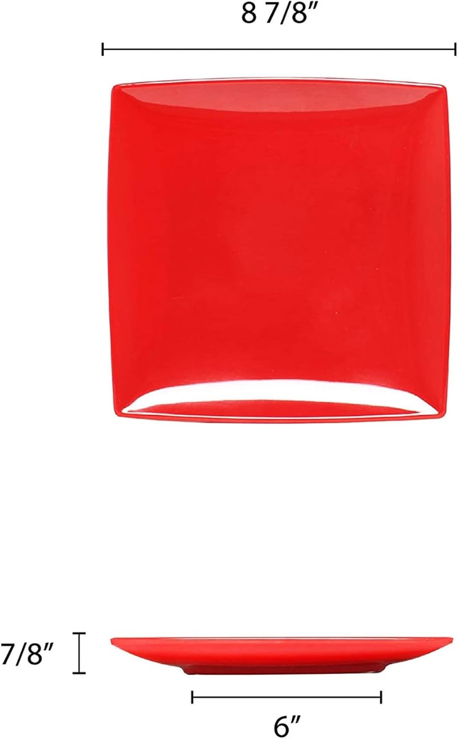 TrueCraftware- 9' x 9' Square Plate Classic Pure Red Dinnerware Melamine Set of 12- Dishwasher Safe Reusable Dinner Plates Durable Lightweight Dinnerware for Dinner Dishes