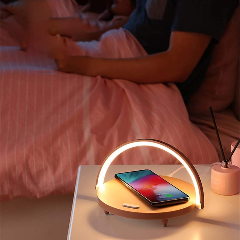 Reading Lights Multifunctional LED Desk Lamp Wireless Charger Phone Holder Reading Lamp 3 Brightness Levels Bedside Lamps (Color :) (Green)