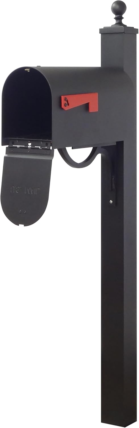 Special Lite Titan Curbside Mailbox with Springfield Post - Black Aluminum Mailbox with Direct Burial Post - SCH1016A-SPK710-BLK