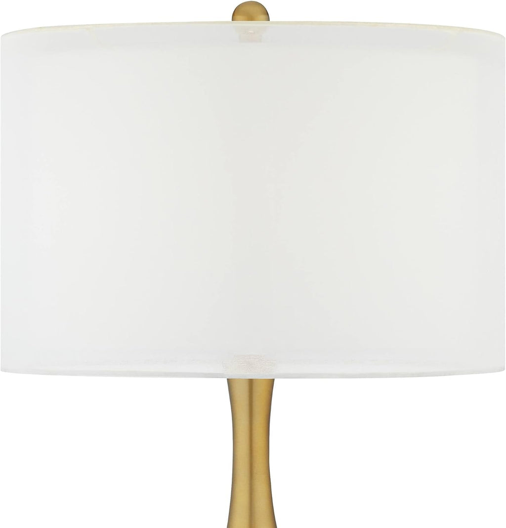 Color + Plus Nickki 30 1/2' Tall Large Mid Century Modern Glass End Table Lamp Fuchsia Pink Gold Brass Finish Metal Base Single White Shade Living Room Bedroom Bedside Nightstand House Office