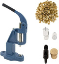 9mm Rivets Kit (1000 Sets) with Hand Press Machine, Dies and Hole Punch. Leather Rivets Single Round Cap Metal Stud Fasteners for Bag Belt Wallet Jeans(Blue Press& Gold Rivets)