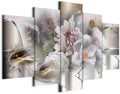 artgeist Canvas Wall Art Print Retro Flowers 80x40 in - 5pcs Home Decor Framed Stretched Picture Photo Painting Artwork Image Peonies Floral Abstract a-C-10081-b-a
