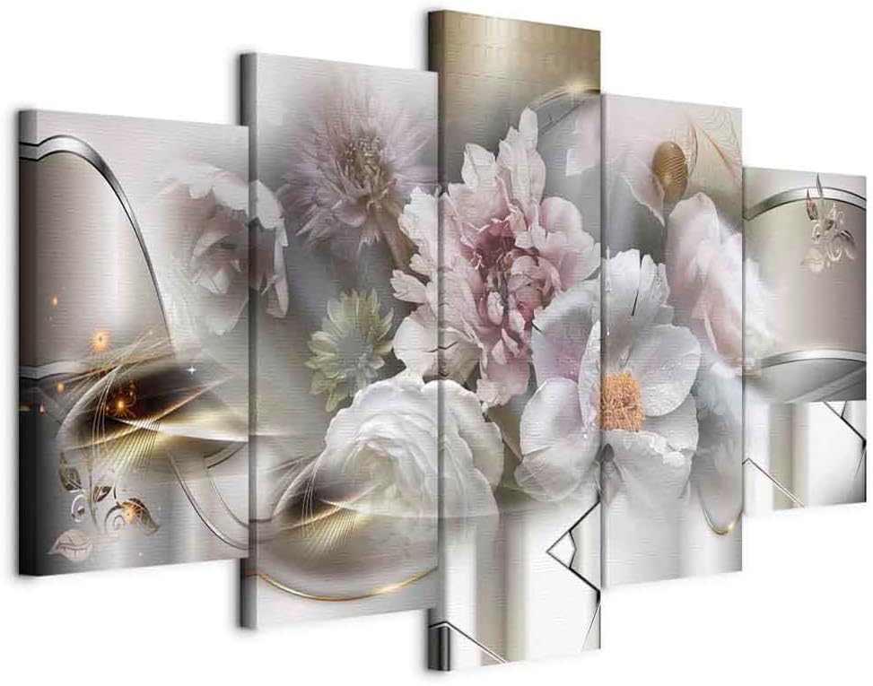 artgeist Acoustic Canvas Wall Art Print Retro Flowers 80x40 in - 5pcs Picture with Acoustic Foam Sound Print Artwork Room Acoustics Soundproofing - Peonies Floral Abstract a-C-10081-b-a