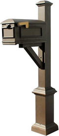 WPD-SB1-S7-LMC-BZ Westhaven Cast Aluminum Post Mount Mailbox System with Lewiston Mailbox, Square Base and Pyramid Finial, Ships in 2 Boxes, Bronze
