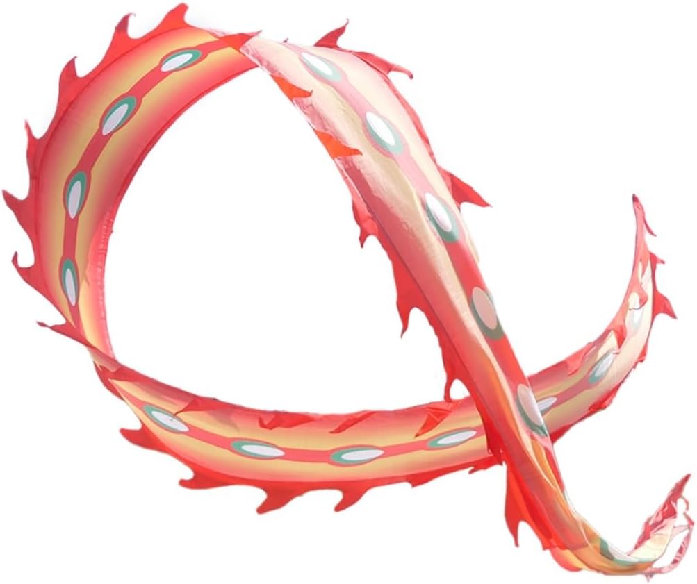 Chinese New Year Decorations Chinese Dragon Dance Ribbon 3D Colorful Dragon Silk-Like Flowy Spinning Lion Dance Streamers Silk Spring Festival Party Supplies(Red,8m)